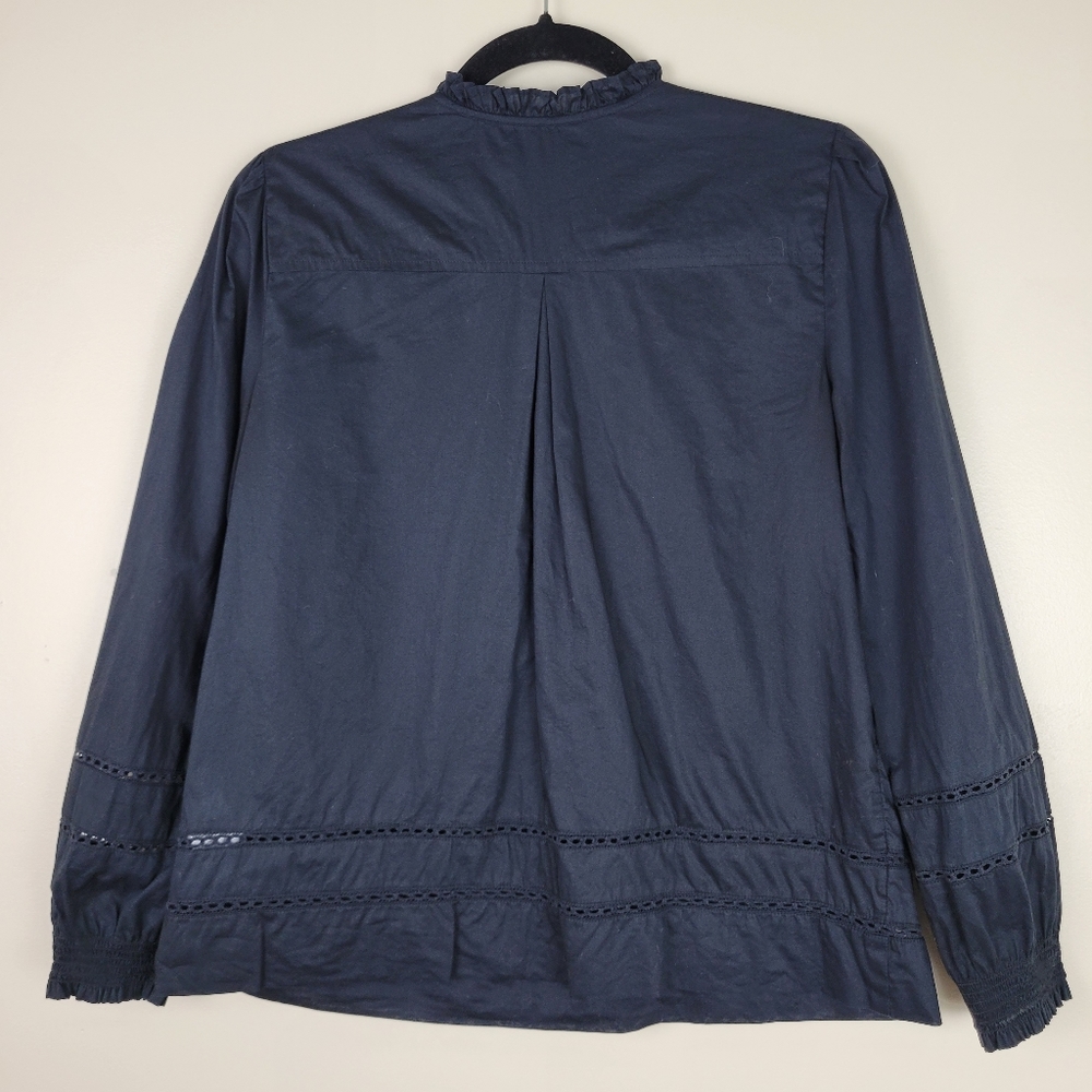 J Crew Ruffle Neck Eyelet top - Picture 6 of 7